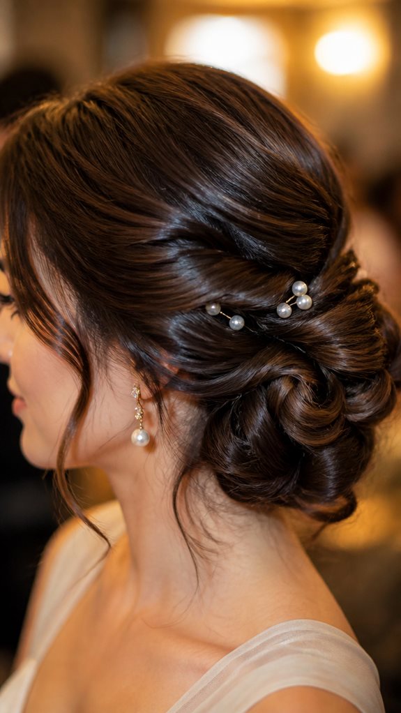 elegant side swept formal updo