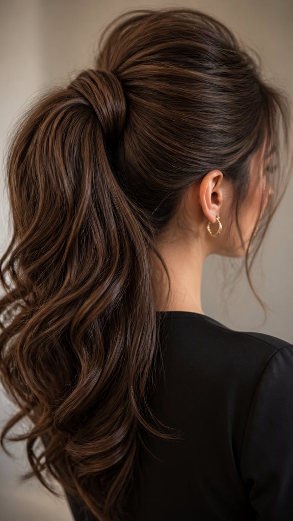 elevated teased ponytail style