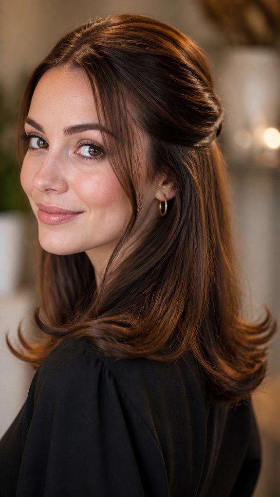flipped out half up hairstyle