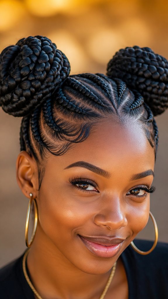 playful double braided buns