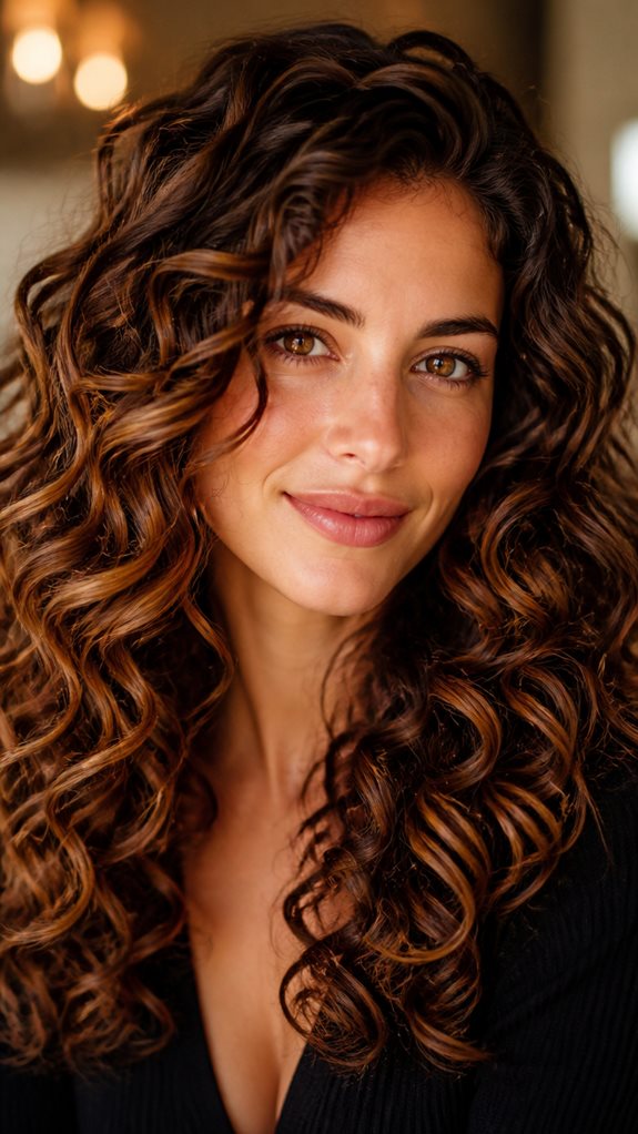 sun kissed curly hair color