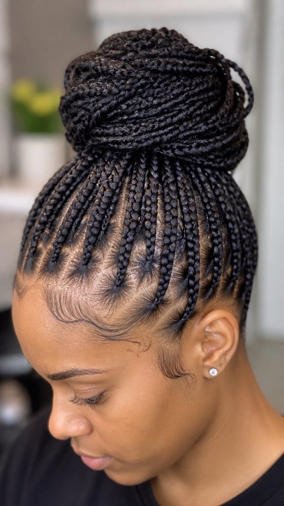 tension free braided bun style
