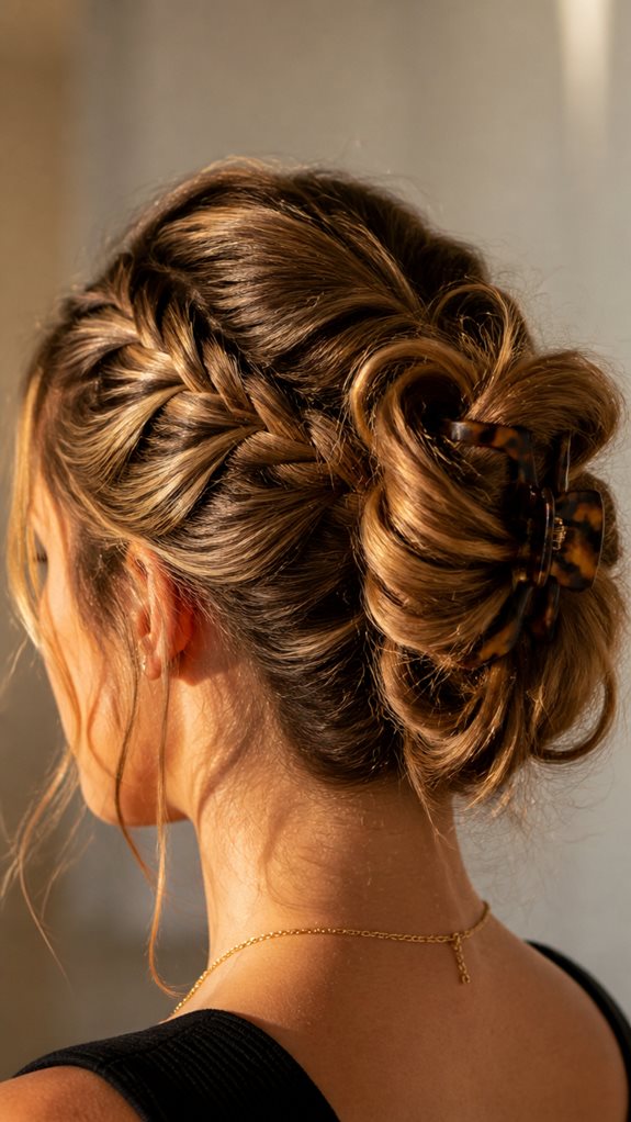 textured braided claw clip
