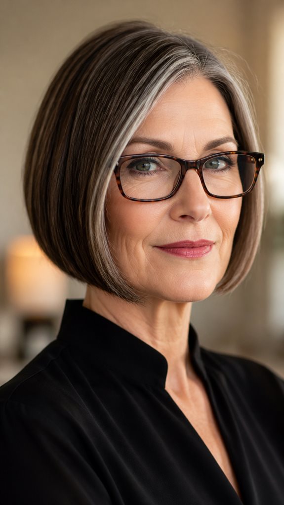 timeless bob hairstyle for glasses