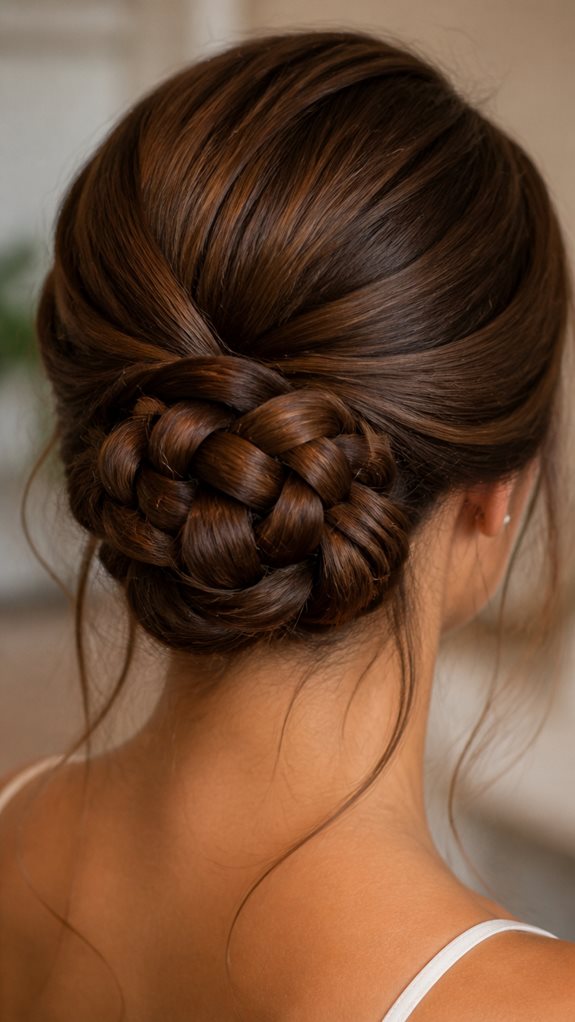 timeless braided low bun