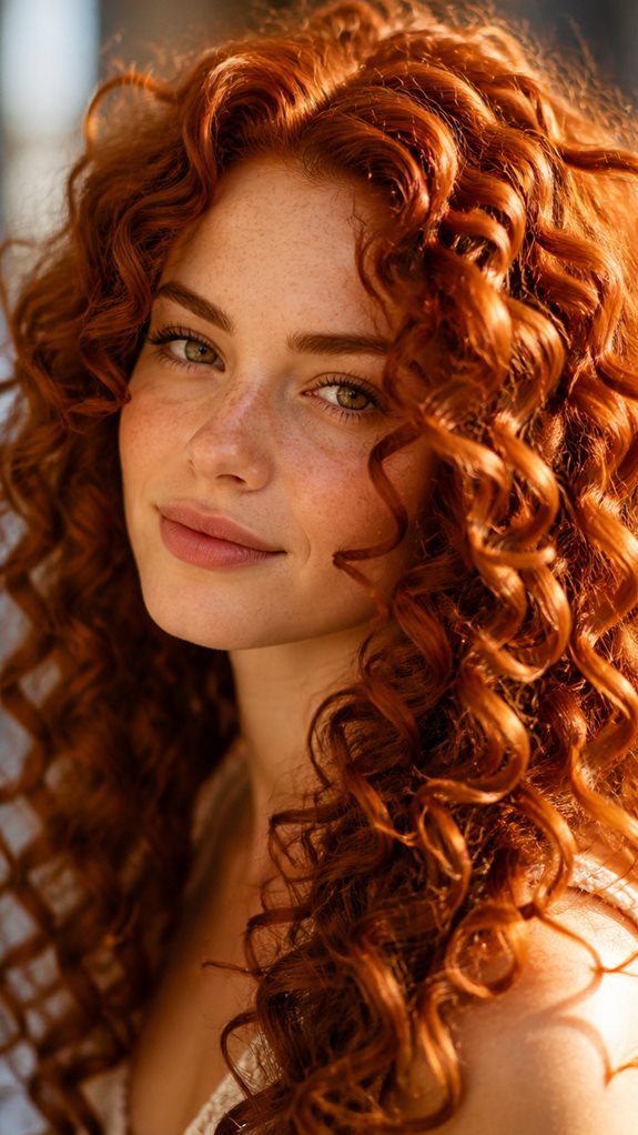 vibrant copper curls shine