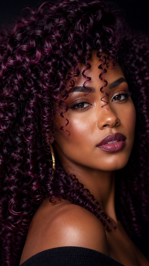 vivid deep plum curls