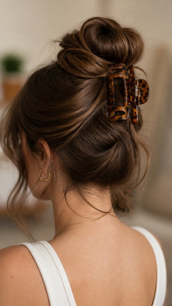 voluminous bun with clip