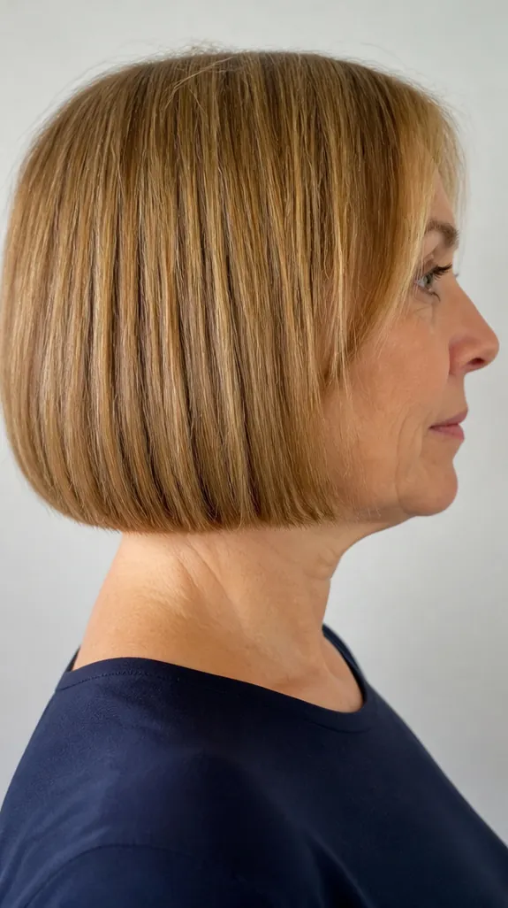 close view of the blunt ends of a woman's chin-length bob