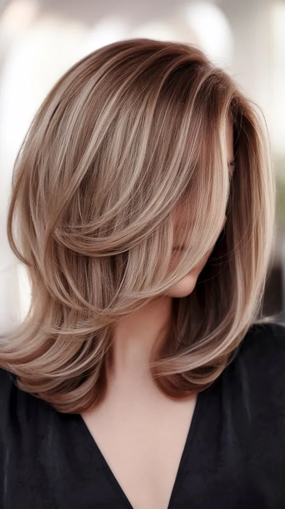 woman with a blunt lob and soft internal layers