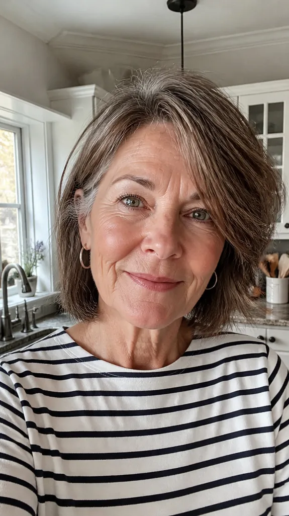 woman in her sixties with a collarbone-length shag