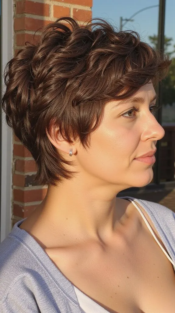 woman with a soft brown bixie on 2C waves
