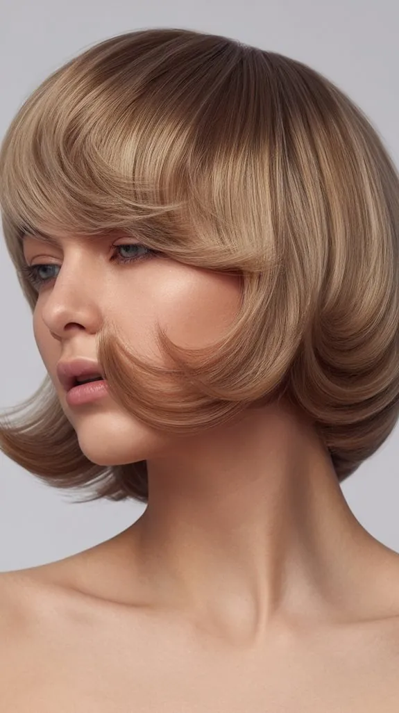 woman with a collarbone-length layered lob