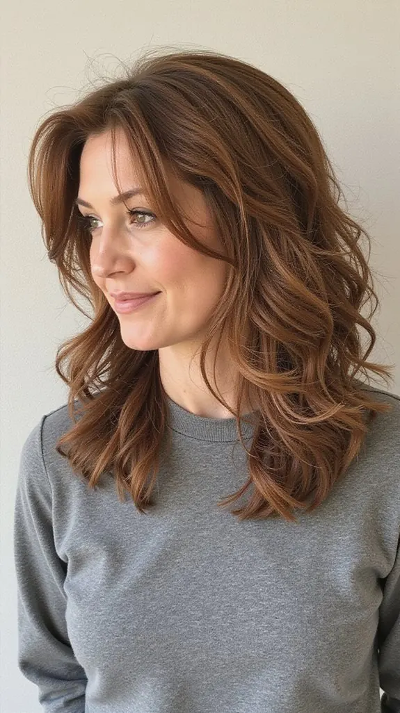 woman with soft long waves and fine highlights