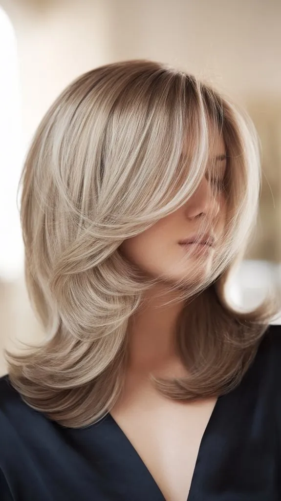 woman with medium V-cut layers