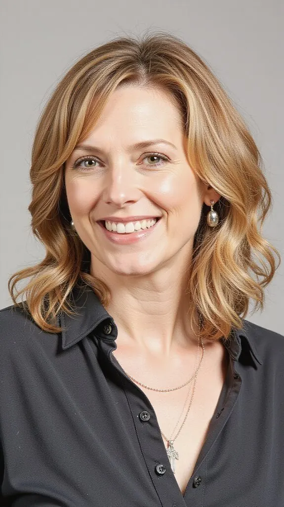 woman with a blonde textured lob and soft waves