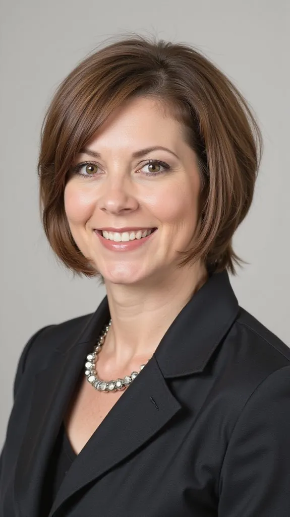 woman with a chin-length bob and longer front pieces