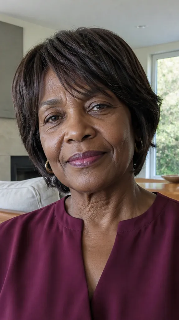 woman in her sixties with a chin-length shaggy bob