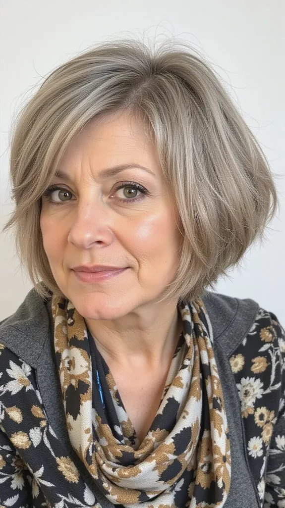 woman over 50 with a textured chin-length bob