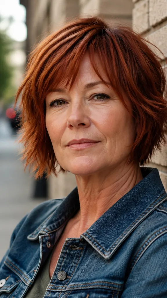 woman in her fifties with a short choppy shag
