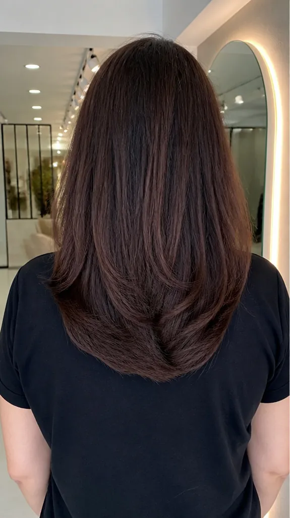 back view of medium-length hair with a soft U-cut