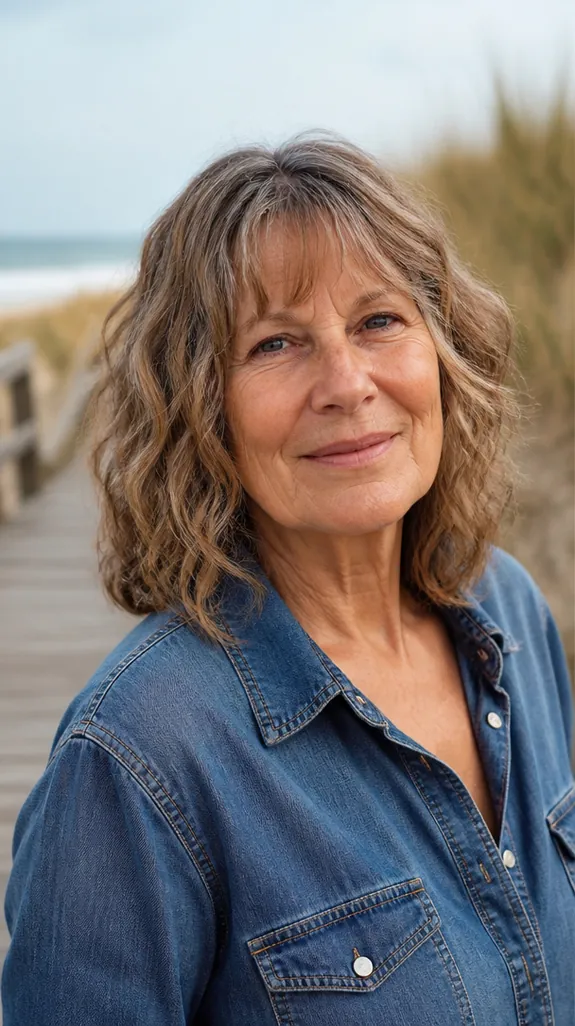 woman in her sixties with a wavy shoulder-length shag